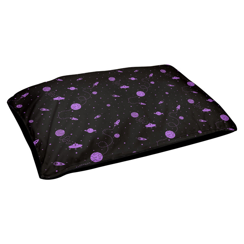 Coussin extérieur pour chien extérieur space Byrge, Moyen (L 29,5 po x P19,5 po x H 9,5 po), Noir / Mauve