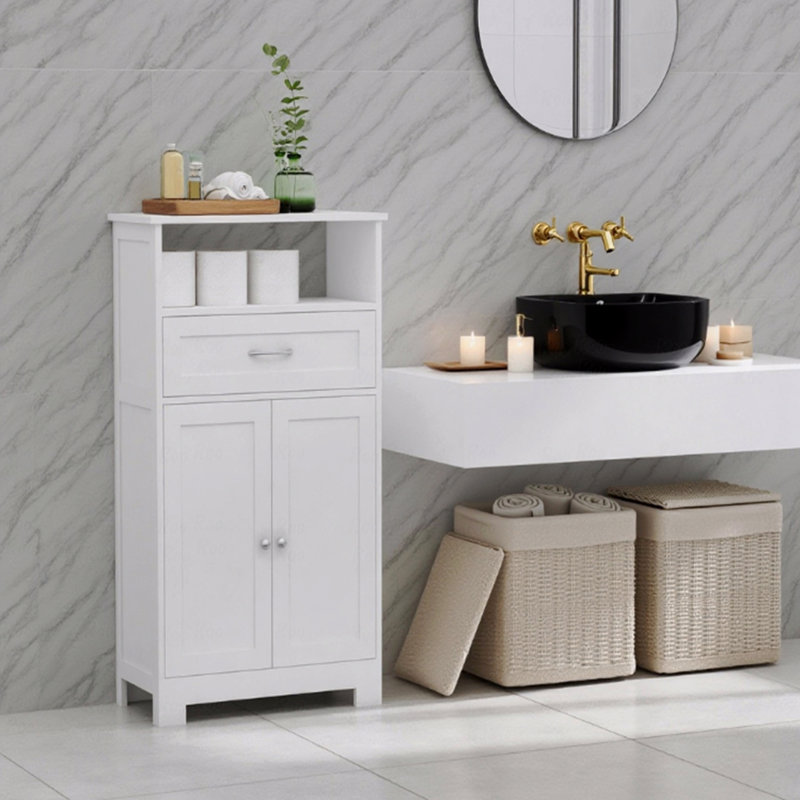 Armoire de plancher de salle de bain moderne, armoire de rangement autoportante