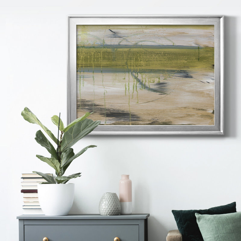 Réflexions aquatiques I, Papier avec cadre argenté, H 22,5 po x l 30,5 po x P 1 po, Pas de tapis