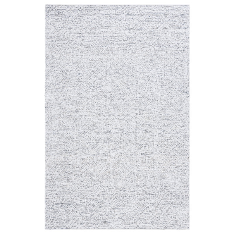 Tapis gris / ivoire en polyester touffeté à la main Innila, Rectangle 4 pi x 6 pi