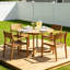Ensemble de salle à manger de patio 5 pièces en bois d'acacia avec table ronde à lattes de 47,2 po et 4 chaises-1349987215