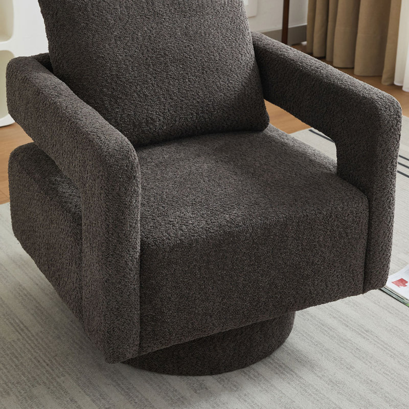 Fauteuil d'appoint pivotant revêtu de tissu bouclé, Gris anthracite