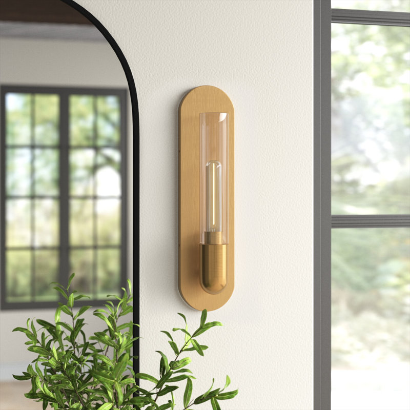 Scout Steel Flush Mounted Sconce, Lacquered Brass