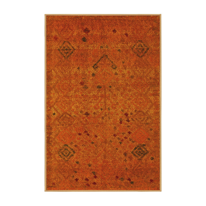 Tapis en laine / polyester tissé à la machine Southwestern, Rectangle 2 pi x 4 pi