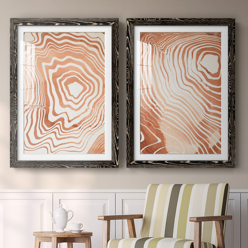 Reproduction encadrée I-Premium Suminagashi à grain de bois - prête à être accrochée, H 27,5 po x l 75 po x P 1,5 po, Noir