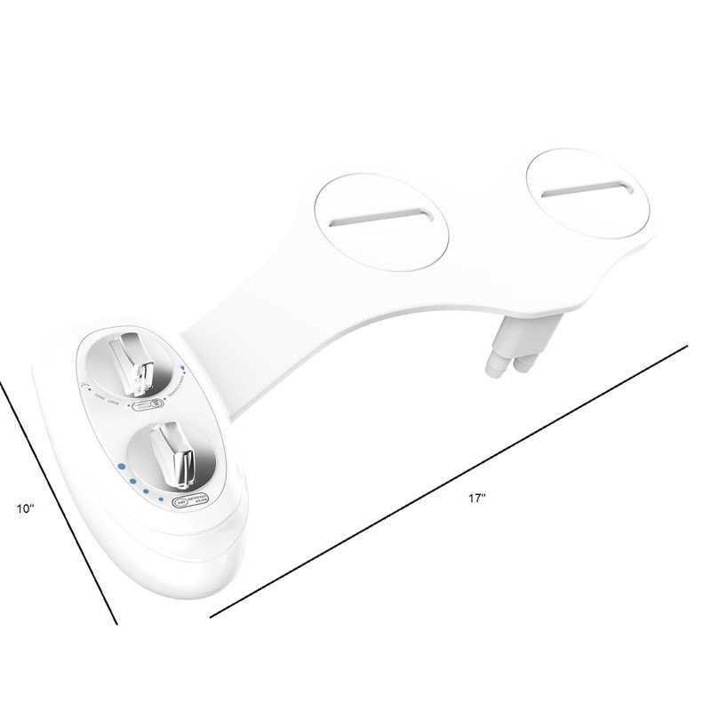 Toilet Bidet With Dual Nozzle Spray Guard For Feminine And Rear Wash, Two Knob Handles Comfortable Water Function Control, Fits Piece Seat, Hygienic Substitute Front Option