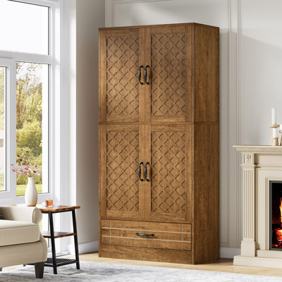 70 "Standard Storage Bookcase with Door and Drawer, Farmhouse Tall Book Cabinet