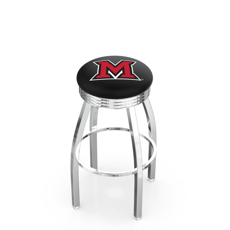 Tabouret de bar Logo Series, Tabouret de bar d'une hauteur de siège de 30 po, Noir soudé uni, Université de Miami (OH)