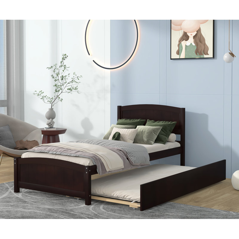 Lit plateforme simple avec lit gigogne Murtibai, Espresso