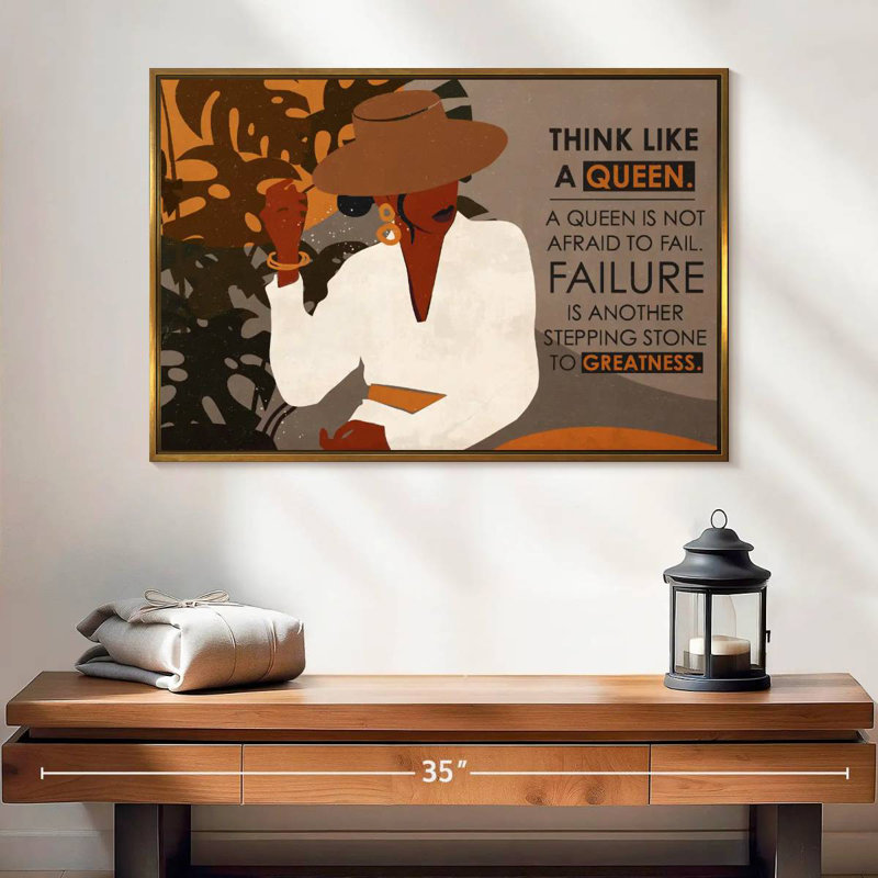 Citation «Think Like A Queen», 25 po x 17 po, Cadre flottant doré