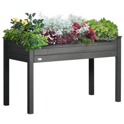 Raised Garden Bed With Legs, 48"X22"X30", Dark Gray - Facilitates Plant Propagation Self-Draining For Veggies, Herbs, Flowers Backyard, Patio, Balcony Elevated Planter 48.48" L X 22.16" W 30" H,