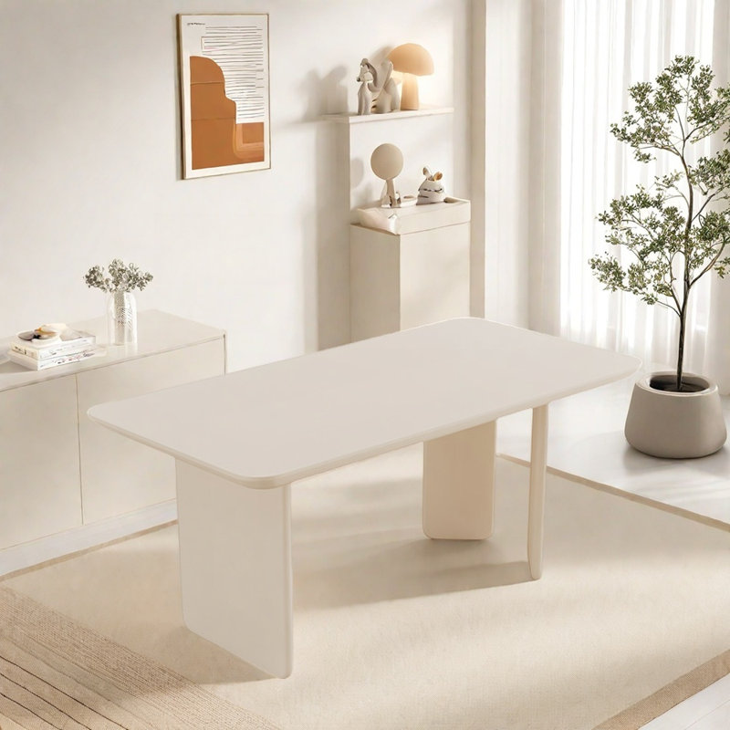 Rectangular solid wood rock plate dining table, 29.52"H x 62.99"L x 31.49"W