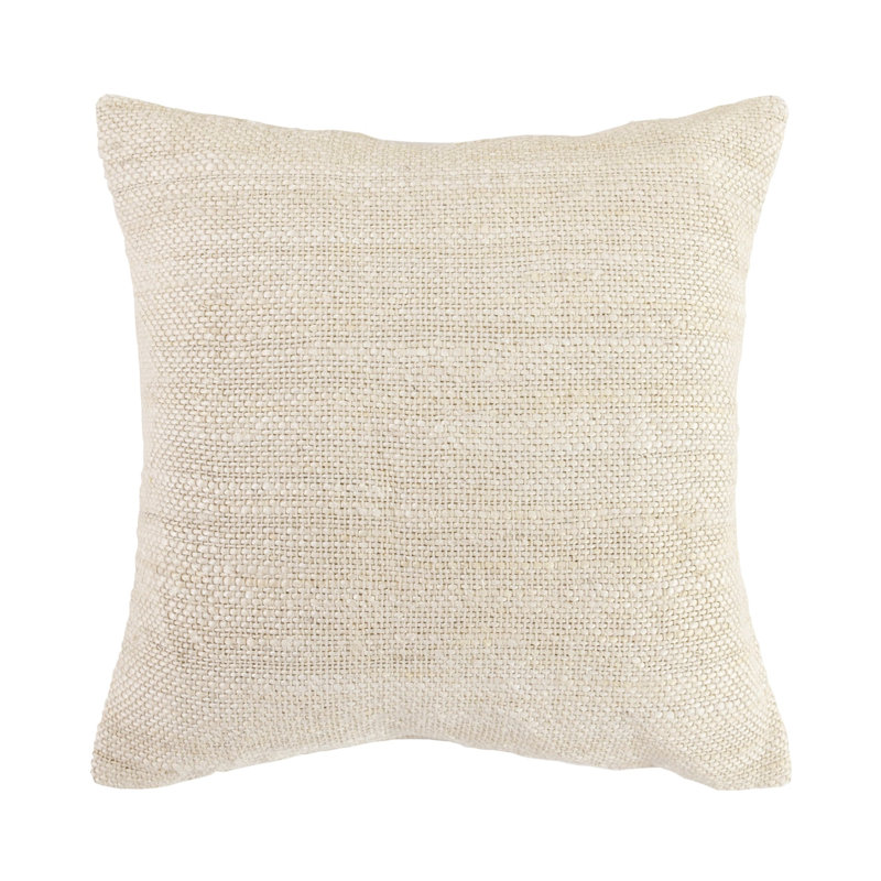 Halter 22" Woven Jute Throw Pillow , Ivory, Square