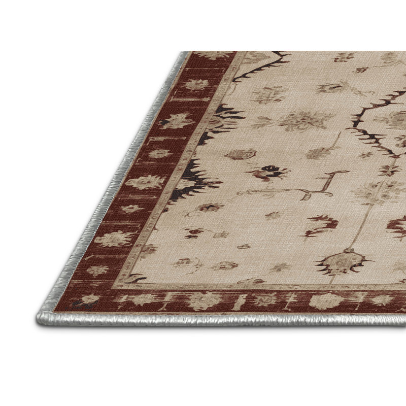 Tapis beige surteint lavable à la machine, Carré 6 pi