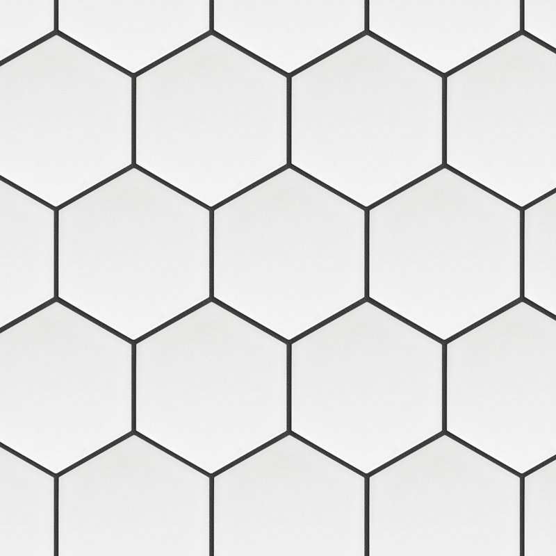 Carreau de mosaïque en porcelaine mate nid d'abeille 10,08 po x 11,64 po Porcetile, Blanc