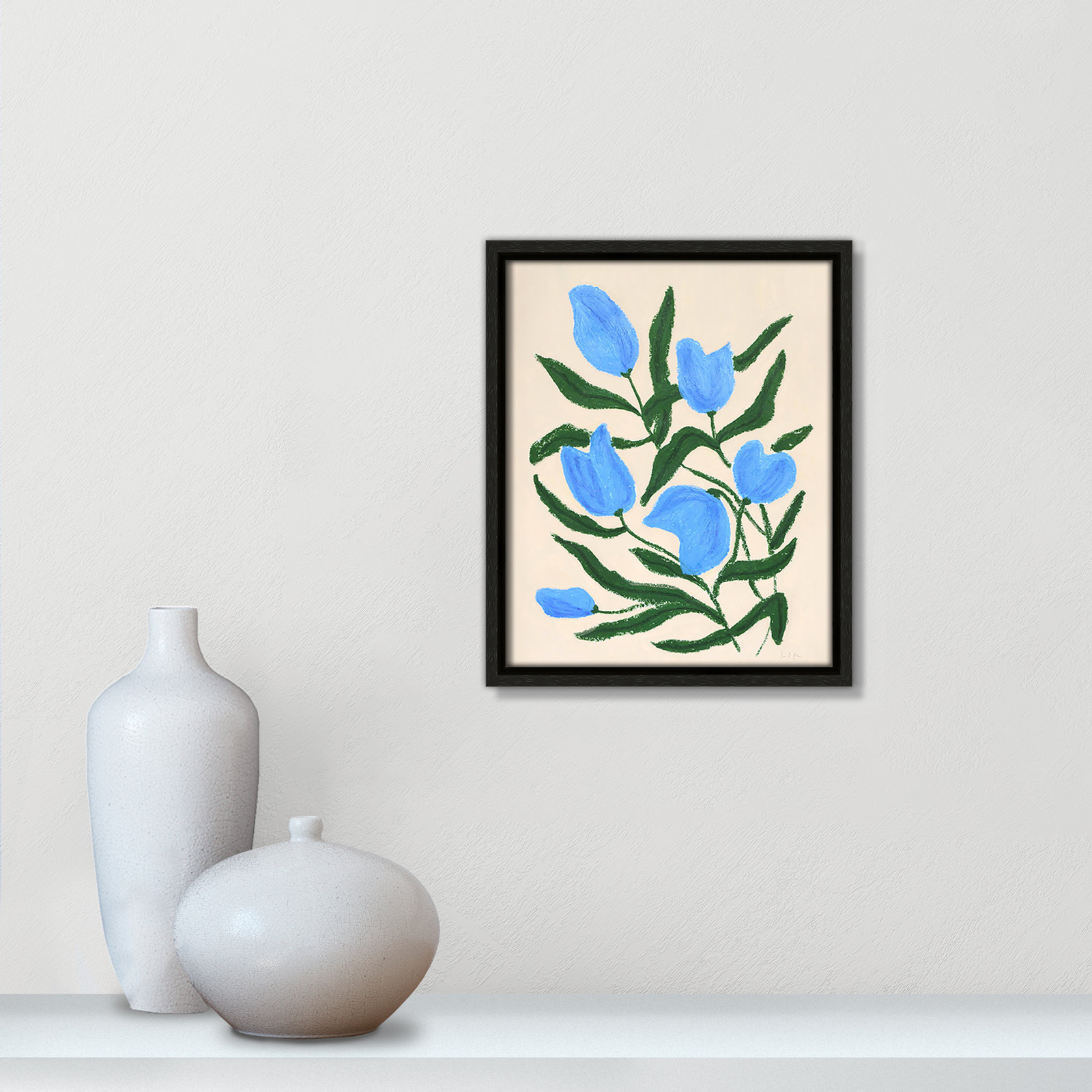 Blue Tulips Print by Camilla Bergqvist, Espresso, 11.5" H x 9.5" W