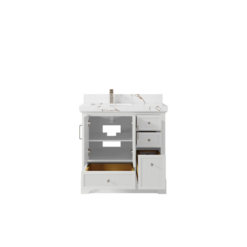 Alys 36'' Single Bathroom Vanity with Top, Viola Brown