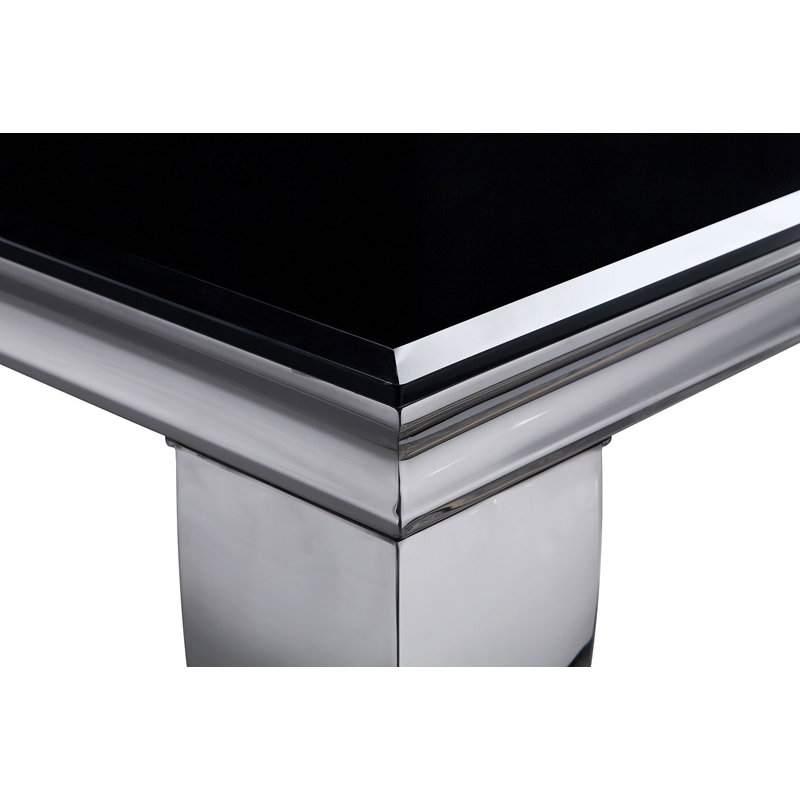 Table de salle à manger l 78,6 po Glam, noir, noir / chrome, Noir