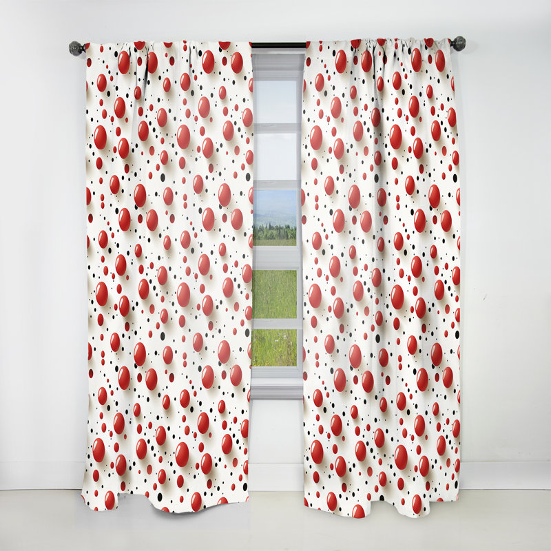 Red And White Polka Dots - Abstract Curtain - Room Darkening Abstract Curtain - 1 Panels, 52" W x 90" L