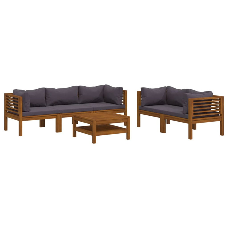 Ensemble de salon en bois gris foncé, Gris