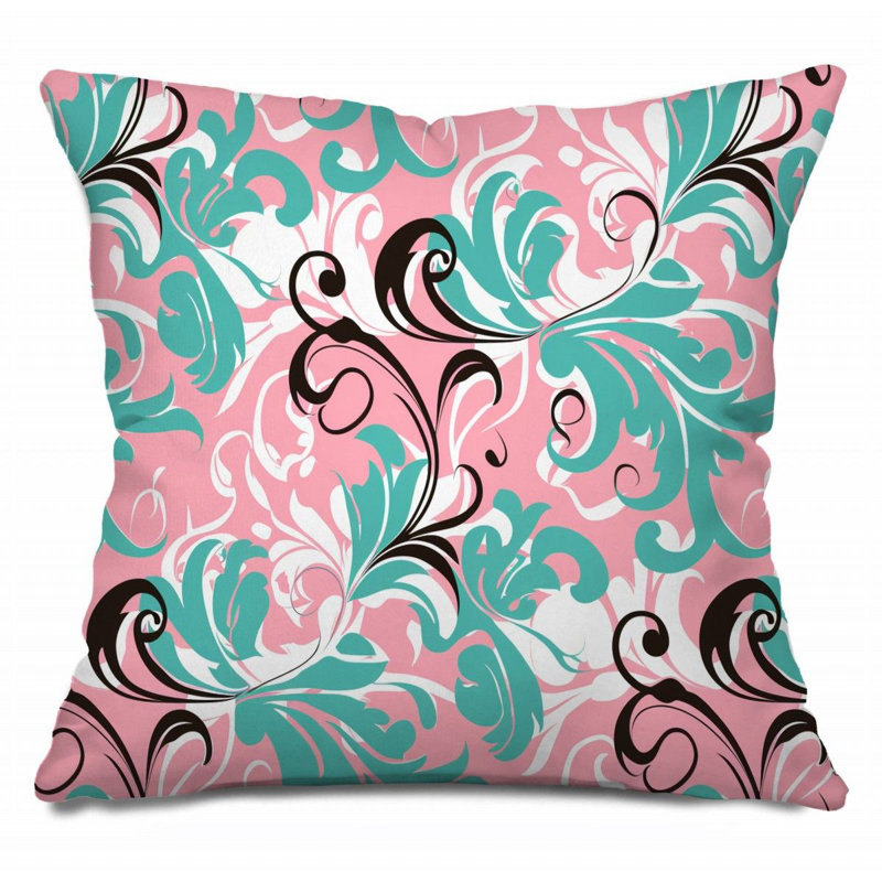 Coussin Salmon Swirls, Illustration, H 14 po x l 14 po