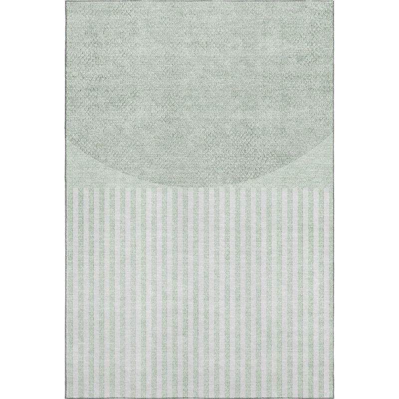 Premium Machine Washable Mayfield AMF2134 Geometric Rug, Green, 9' x 12'
