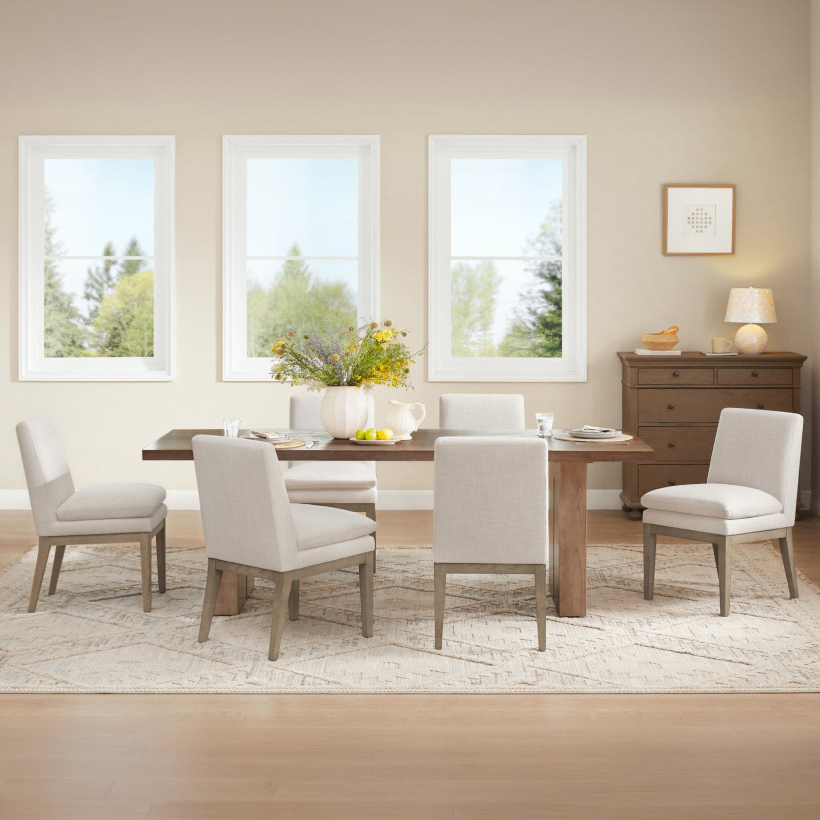 Bethea Oak Parsons Chair, Tweed Prestige Pearl/Gray