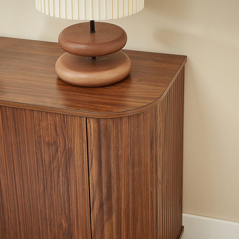 Ebern Designs 64" Vertical-Striped 4-Door Sideboard, Walnut, 24" H x 64" W x 15" D