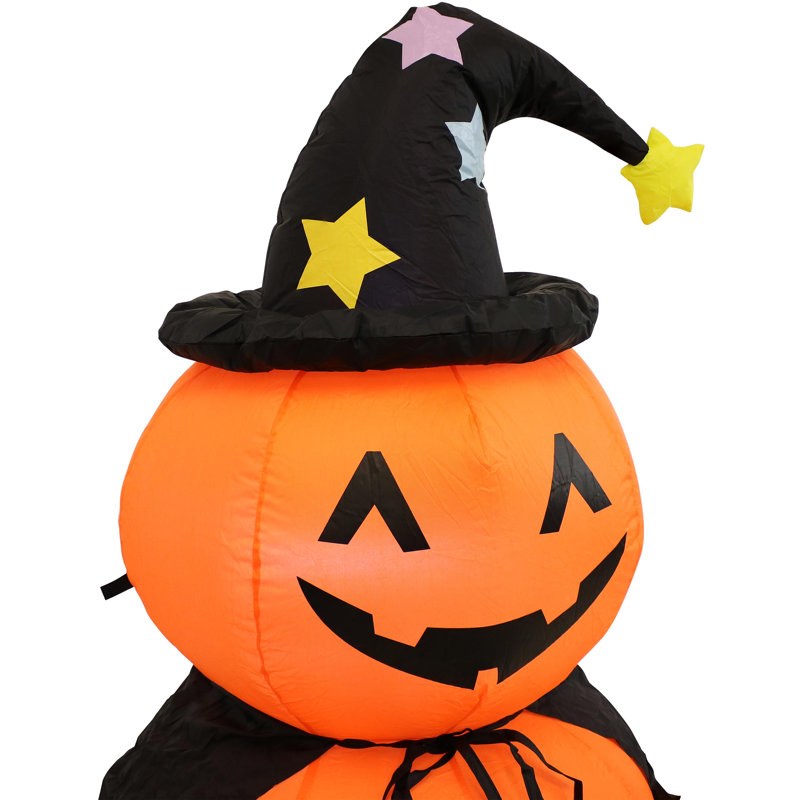 Double Jack-O'-Lantern with Witch Hat Inflatable