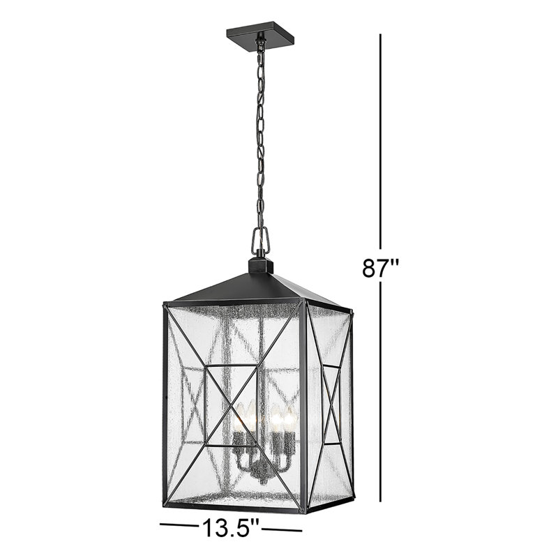 Lanterne suspendue d'extérieur noire thermolaquée 25 po H 25 po Castellano
