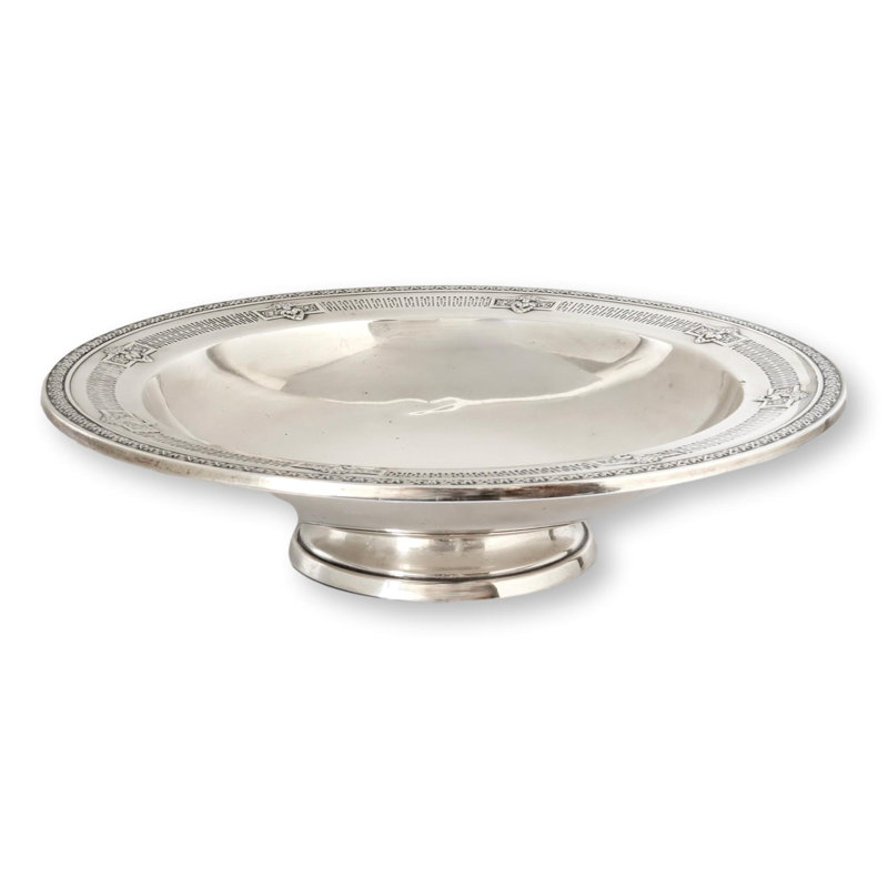 Plat de service à pieds en argent sterling de style Art déco