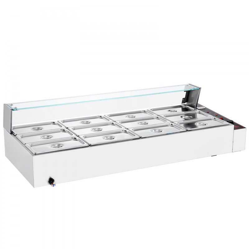 Chauffe-plat électrique commercial 12 pièces 12 * 8 pte avec écran en verre