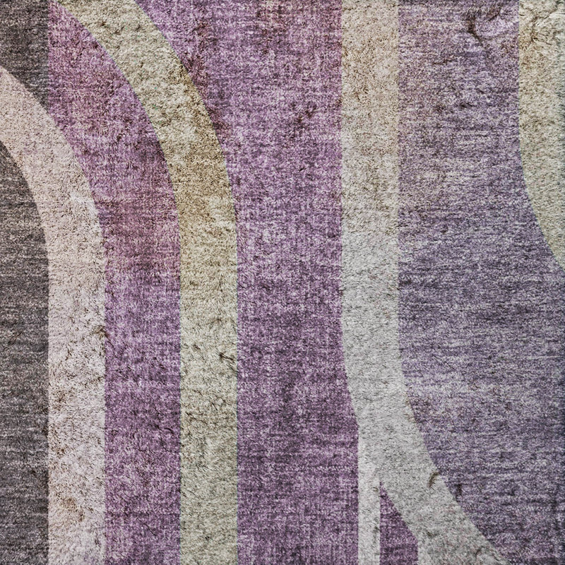 Premium Machine Washable Dream Shag ADS532 Art Deco Rug, Purple, 2'6" x 3'10"