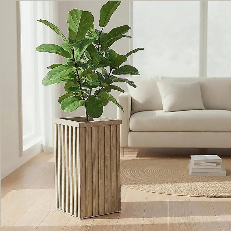 Square Grove Column Planter, Ash Brown