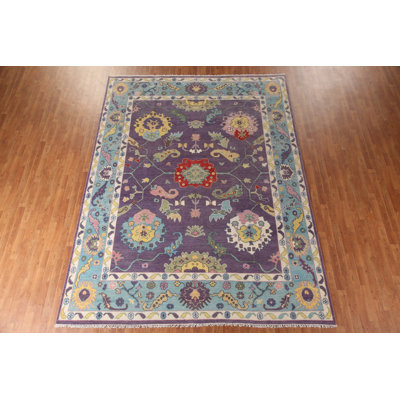 Purple Floral Oushak Indian Area Rug 9x12