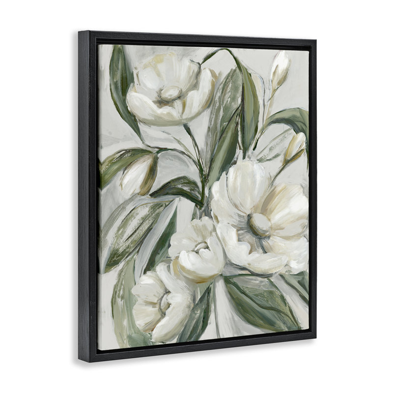  Art mural sur toile flottant avec fleurs de pomme, Cadre flottant noir de jais, H 21 po x l 17 po