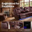 Canapé d'angle 3 pièces inclinable électrique pour cinéma maison avec console de chargement et éclairage DEL, bourgogne-1603867266