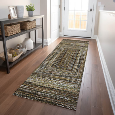 Machine Washable Indoor/Outdoor Xhevrie ACN1725 Brown Rug