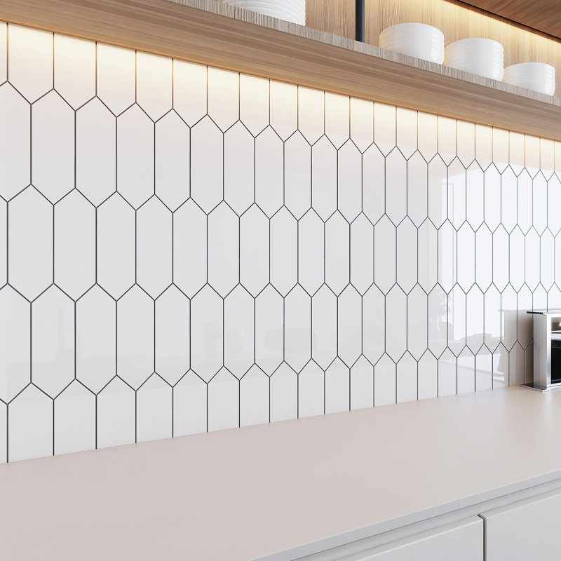 Carreau de mur de métro en verre 3 po x 9 po, Blanc éclatant