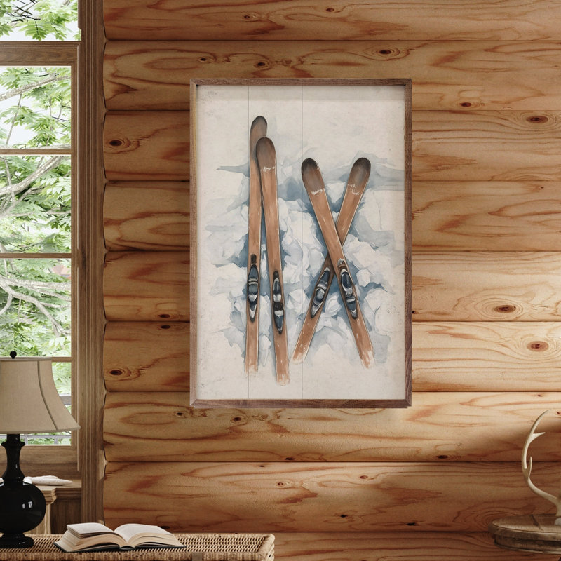Paire de skis dans la neige, H 36 po x l 24 po