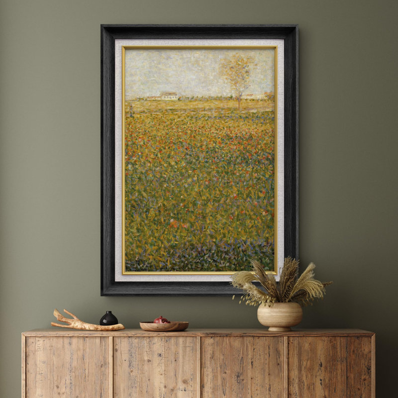 «La Luzerne, Saint-Denis» par Georges Seurat - peinture sur toile encadrée, Noir