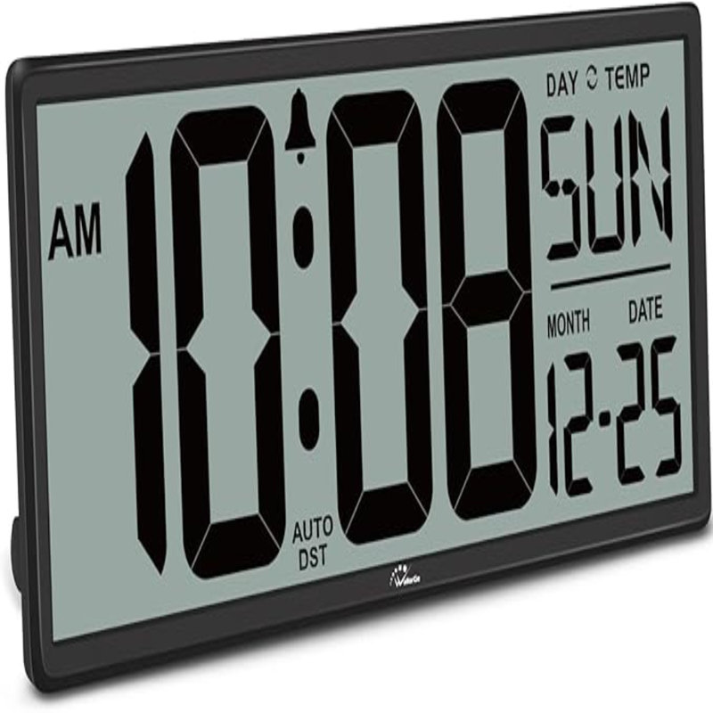Wallarge 14.5'' Large Digital Wall Clock Battery Operated With Jumbo Numbers, Temperature And Date - Easy To Read And Set, Auto DST