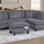 Ensemble de canapé modulaire 3 pièces RAF Chaise LAF avec repose-pieds en velours côtelé gris foncé-1104412136