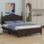 Structure de lit plateforme en bois, lit plateforme de style rétro avec support en lattes de bois-1184855115