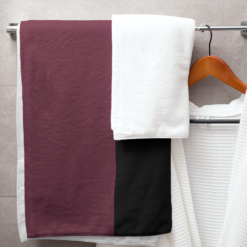 Lightweight Bath Towel, Wine/Black
