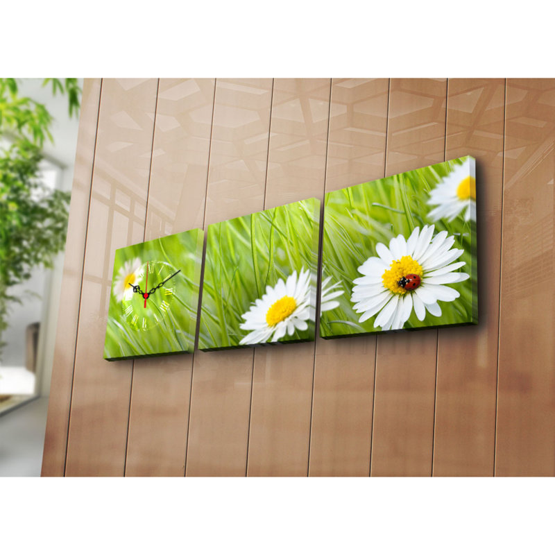 Ensemble de 3 horloges murales élégantes en toile, 35,4 x 11,0 pouces | 100% toile de suède avec cadre 100% bois, épaisseur: 1,2 po | Décoration élégante pour le salon, la chambre à coucher et le bureau