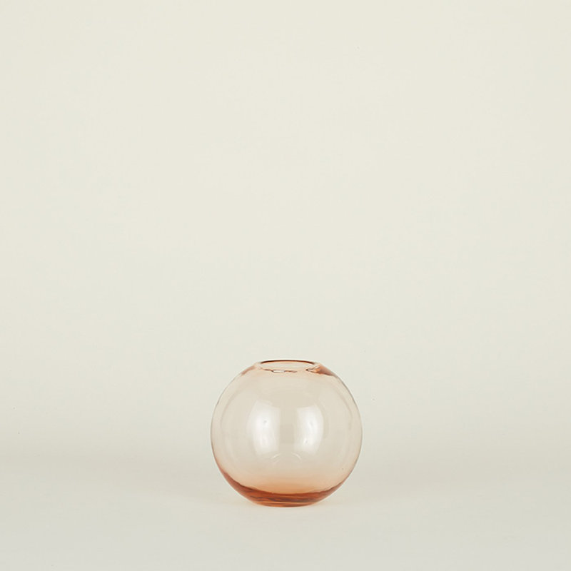 Aurora Handmade Glass Table Vase, Blush, 6" H x 6" W x 6" D