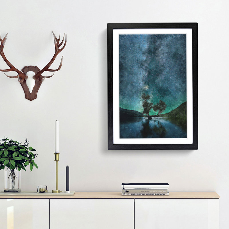 Milky Way Above Washington - Picture Frame Painting Print, Black Framed, 33cm H x 24cm W x 2cm D