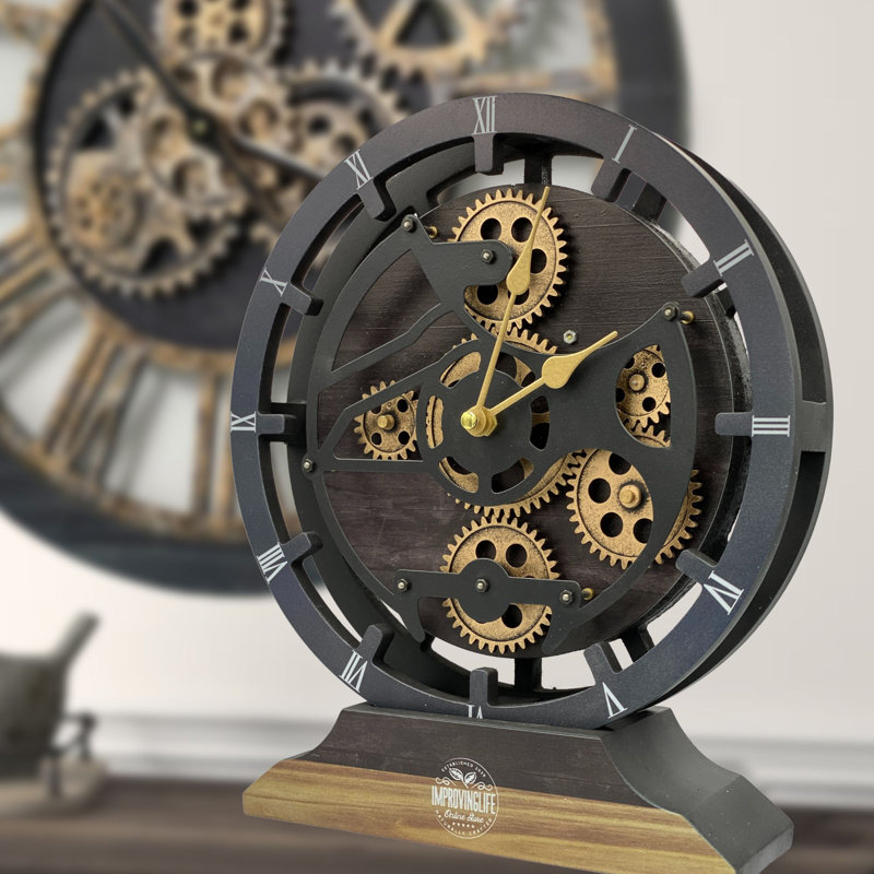 No Style Analogue Fir Solid Wood Quartz Movement / Crystal Tabletop Clock, Vintage Black