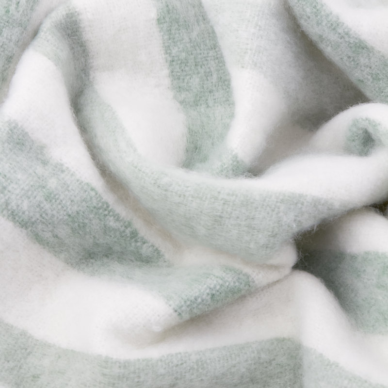 Beechwood Machine Woven Throw Blanket, Green/White Striped